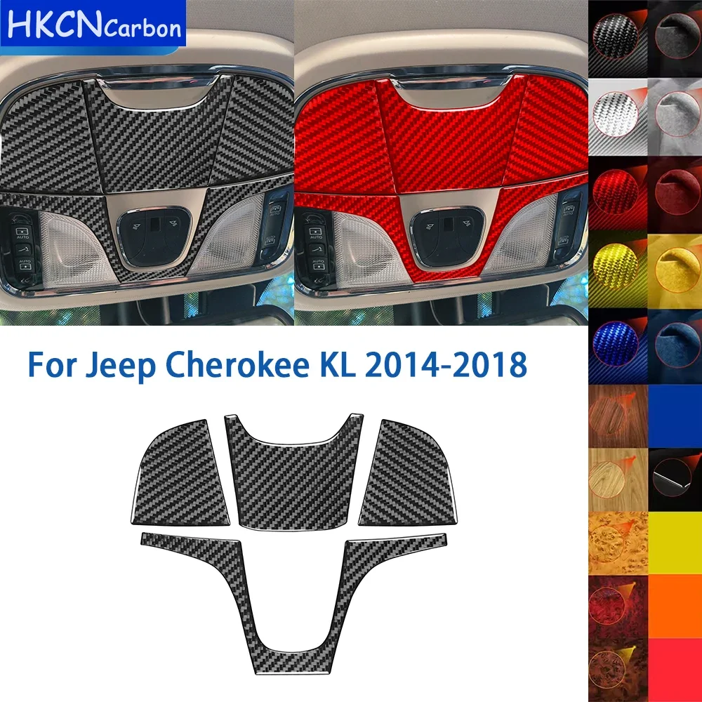 

For Jeep Cherokee KL 2014-2018 Accessories Real Soft Carbon Fiber Car Interior Reading Light Panel Cover Trim Sticker