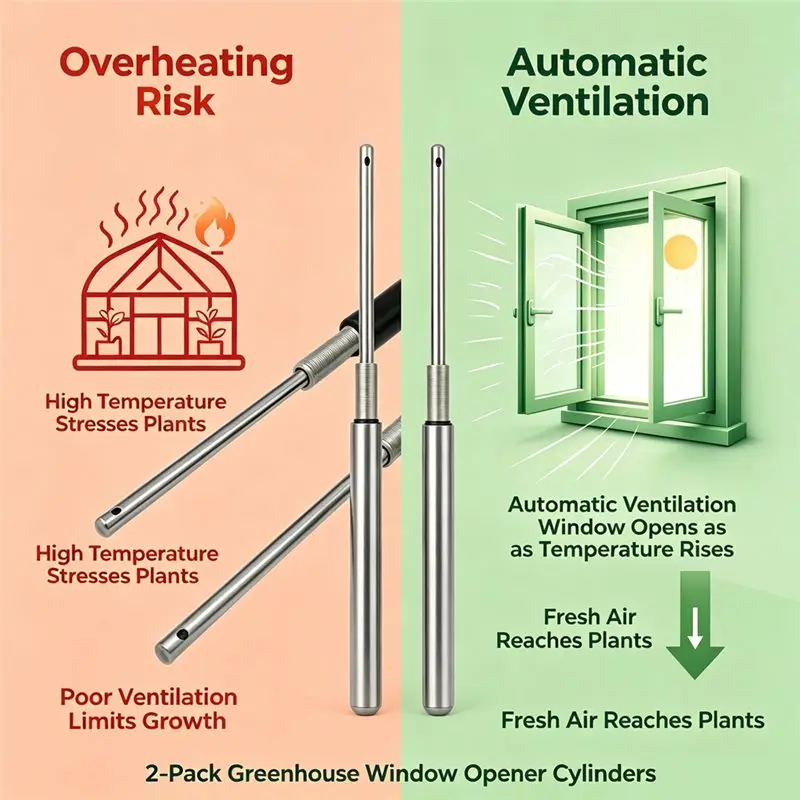 A008 Cylinder Greenhouse Automatic Window Opener 2-Pack For Breeding, Agricultural Planting, Vegetable& Flower Cultivation