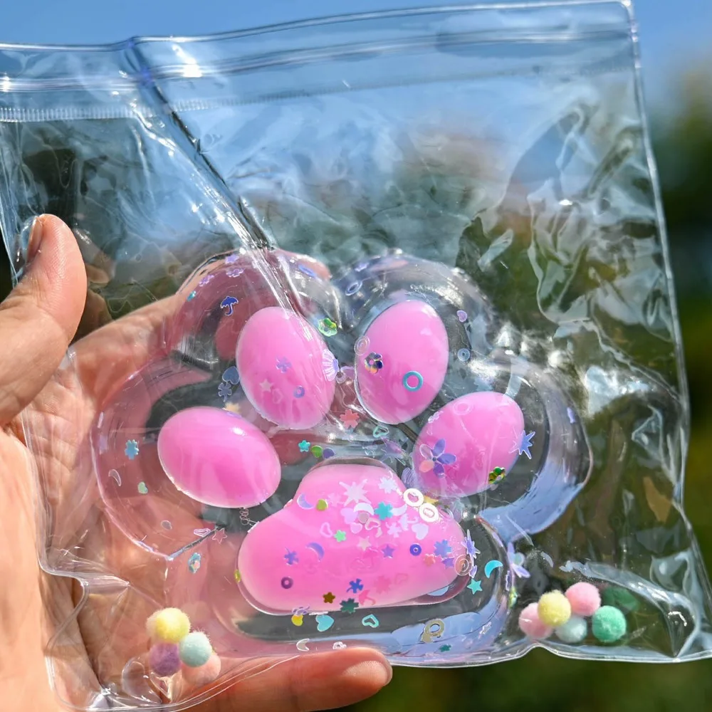 Huge Kawaii Cat Paw Sticky Mochi Squishy Toy Squeeze Soft Realistic Jelly Glitter Cat Claw Stress Relief Toys Unique Kids Gifts