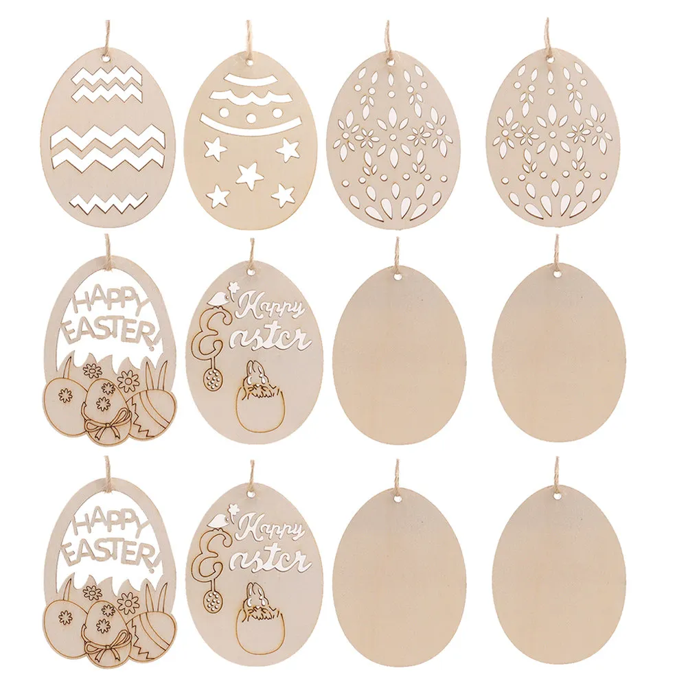 

20 шт. деревянных подвесок в виде пасхальных яиц, креативный праздничный декор для самостоятельного изготовления, украшения из деревянных спилов, декор для вечеринок, подвески в виде пасхальных яиц