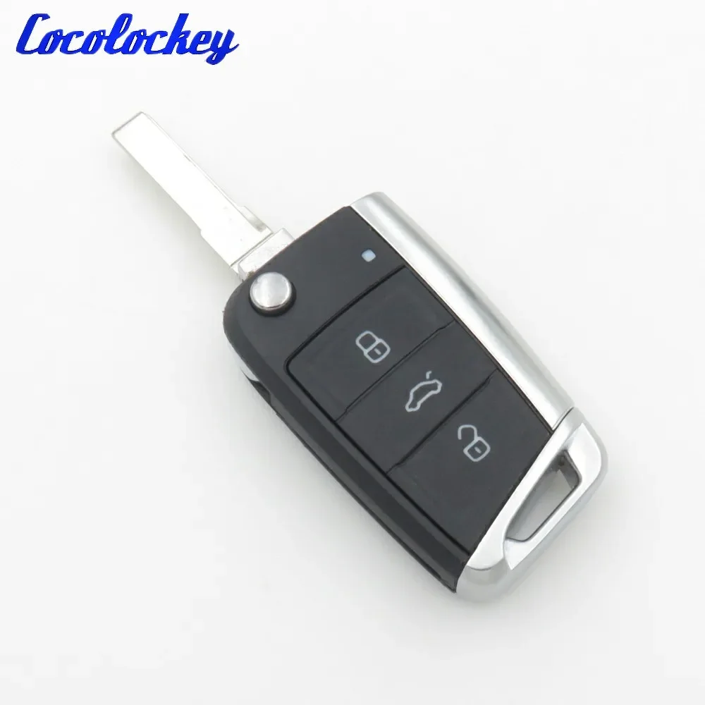 Cocolockey Flip Key Shell for Vw Gollf 7 MK7 for Skoda Octavia A7 for Seat Remote Keyless Auto Metal Part Replacement