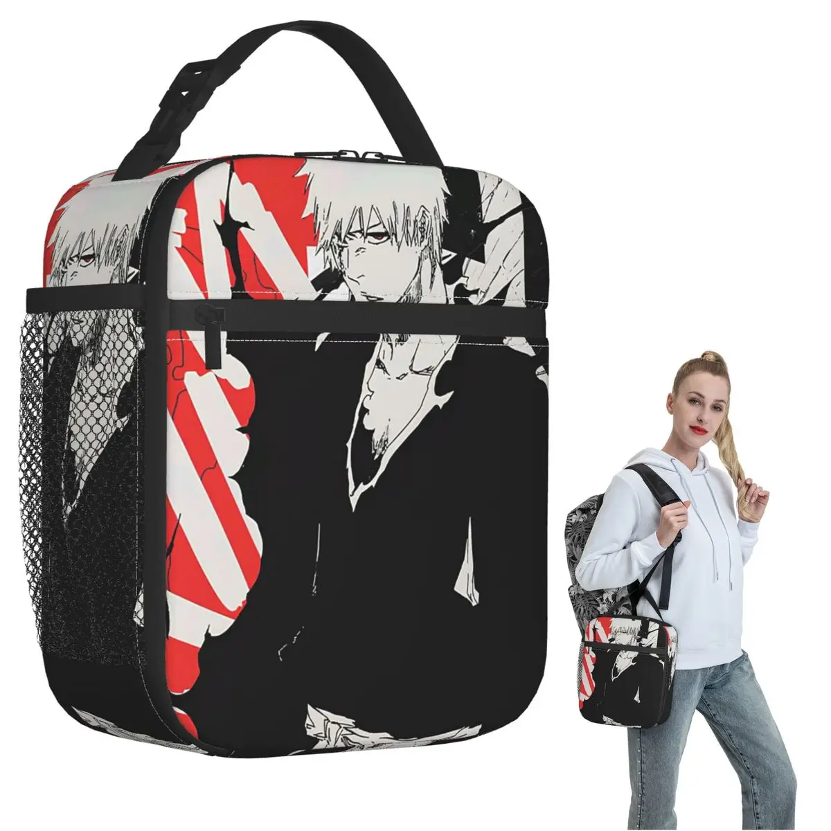 Ichigo Kurosaki Anime Bleach Insulated Lunch Bag for Women Kids Portable Food Boxes Thermal Lunch Box Tote