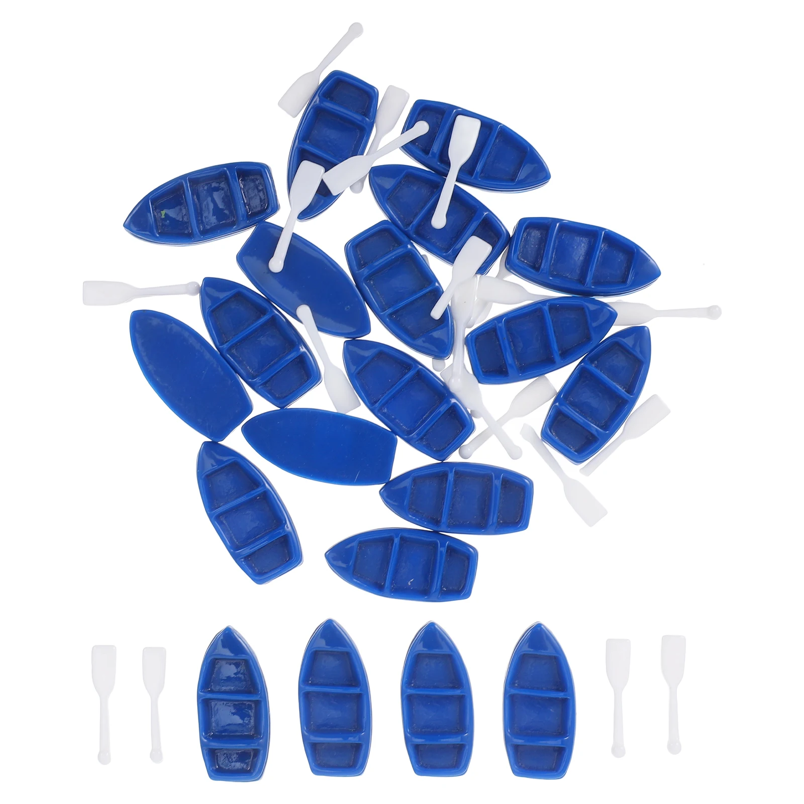 

20 set 20 Set Resin Boat Ornaments Mini Canoe Decor Beach Cake Toppers Blue Rowboat Dollhouse Miniature Craft Projects Bonsai