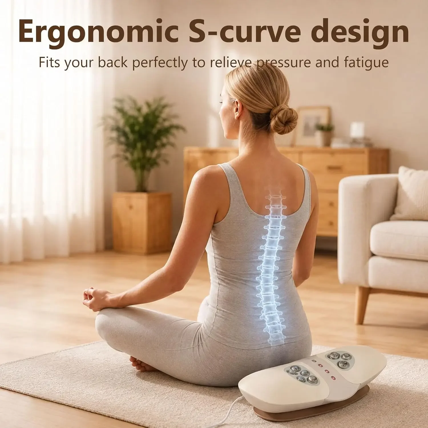 EMS Electric Waist Massager Spine Back Lumbar Traction Device Airbag Support Metal Vibration Kneading Relax Muscles Body Care view 4