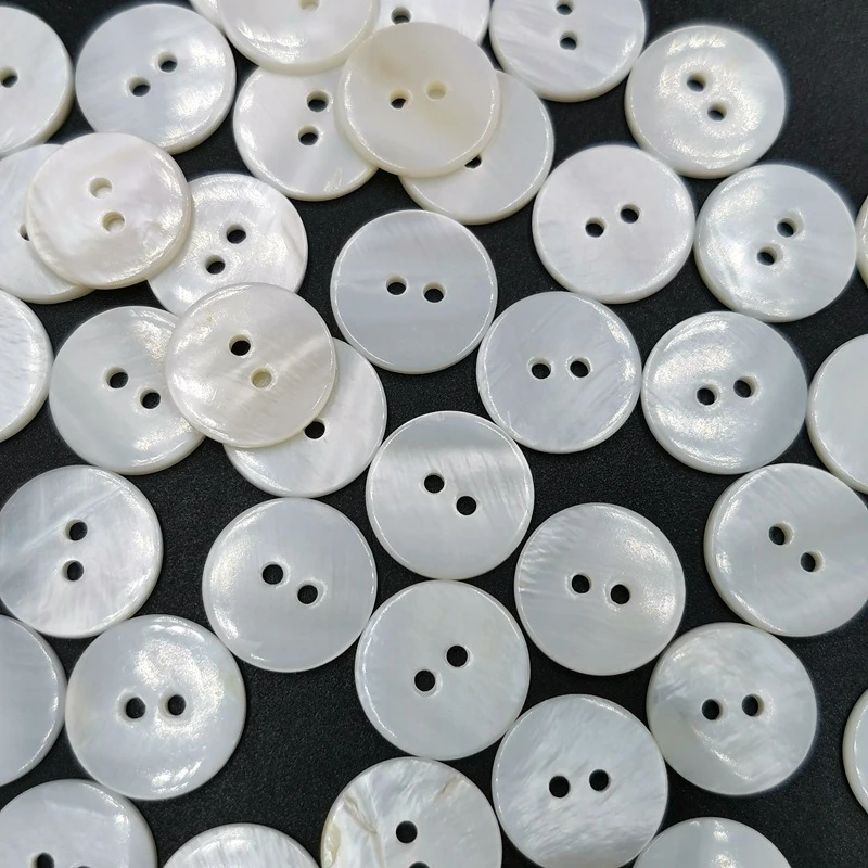 9-25mm Weiße Naturmuschelknöpfe mit 2/4 Löchern, Runde Muschel-Nähzubehörteile für Kleidung, Hemden, Handarbeiten, DIY-Bastelmaterialien – Detail 6