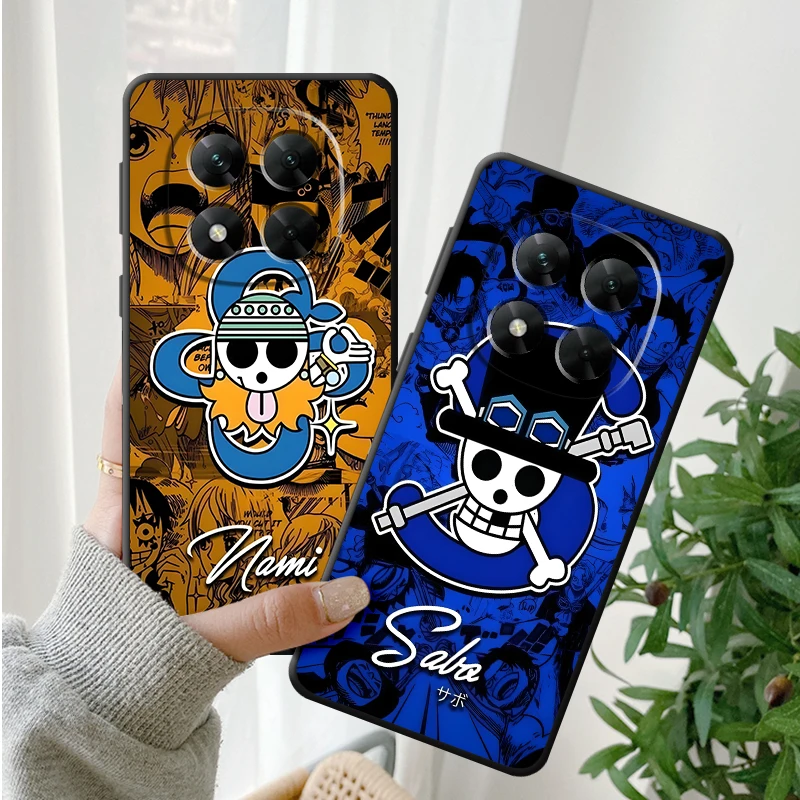 Custodia morbida nera per telefono per Xiaomi Redmi Note 9 10 11 12 Pro 10S 7 8 12s 13 14 Pro Plus 9S 11s One Piece Cartoon Logo