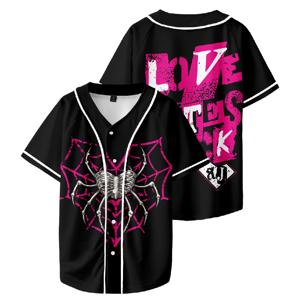 ‎AJ Lee Love Bites Spider Web Baseball T-shirt Men's Womens Baseball Uniform Summer Casual Short Sleeve Baseball Shirt