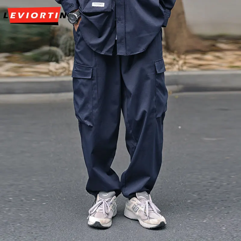 en's Four Seasons New Japanese Loose and Versatile Wide Leg Work Pants Cityboy Fashion Trendy Brand Multi Pocket Casual Pants