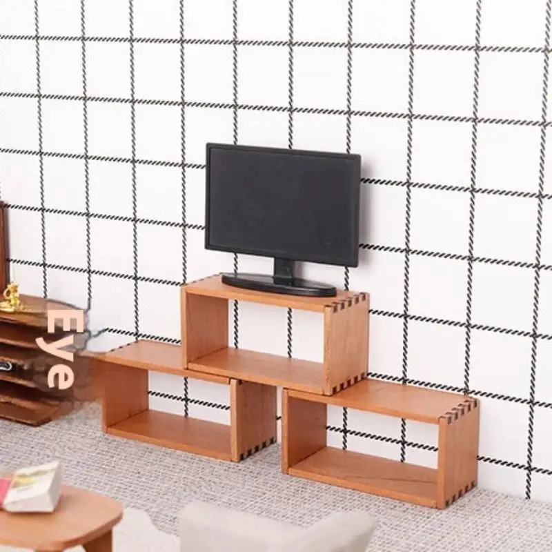 1 pçs 1:12 casa de bonecas em miniatura armário de armazenamento de madeira rack estante modelo acessórios móveis brinquedos