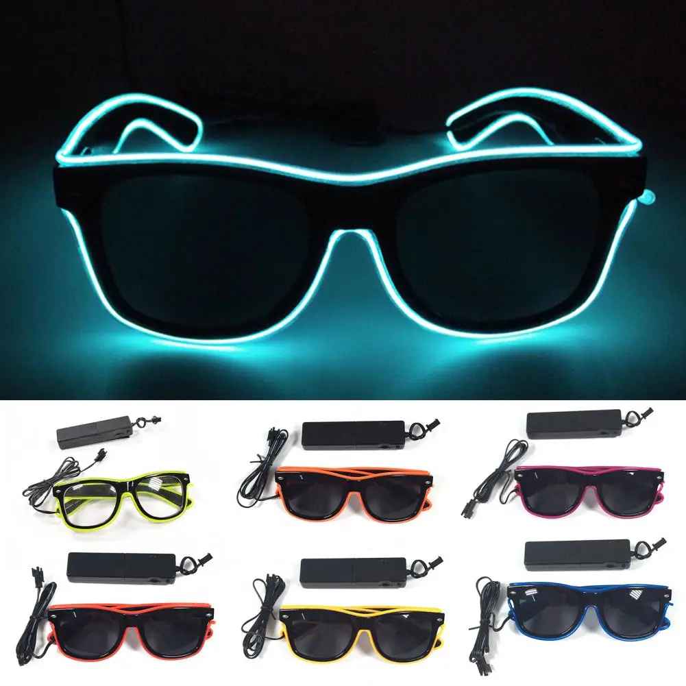 1PC Light Up LED Glasses Glow Sunglasses EL Wire Neon Glasses Glow In The Dark Party Supplies Neon Party Favors For Kids Adults