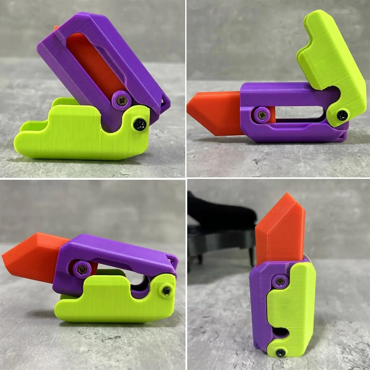 New 3D Printed Fidget toy Carrot Gravity Knife Toy 3D Printing Plastic Radish Knife Model Student Decompression Push Card Toy