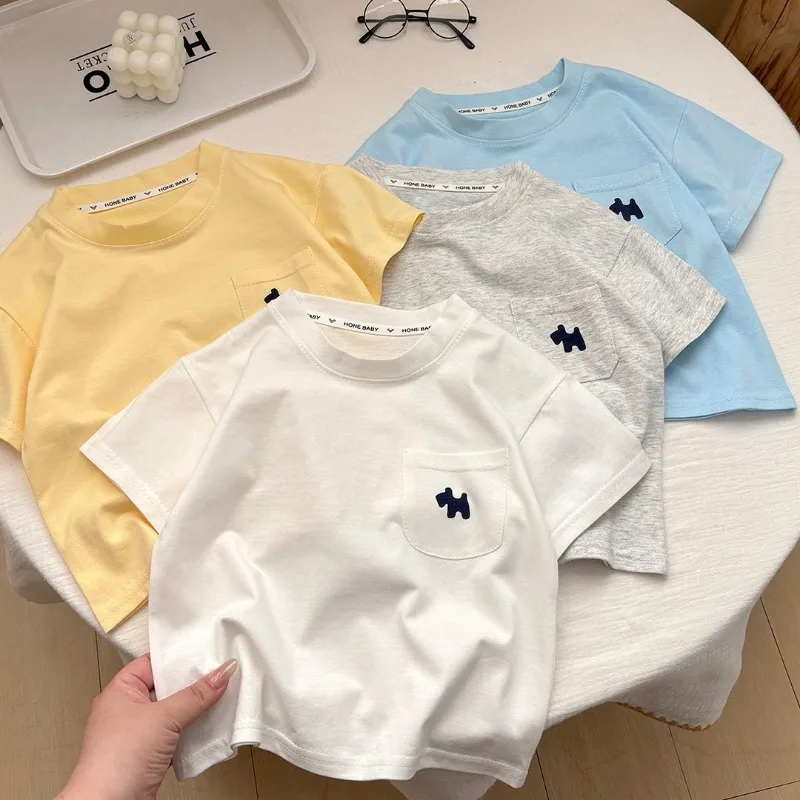 

RAISE Summer Kids Tees Pure Cotton Cartoon Children Boys Short Sleeves Casual Round Collar 1-12Y Boys Pullover Top Girl T-shirts