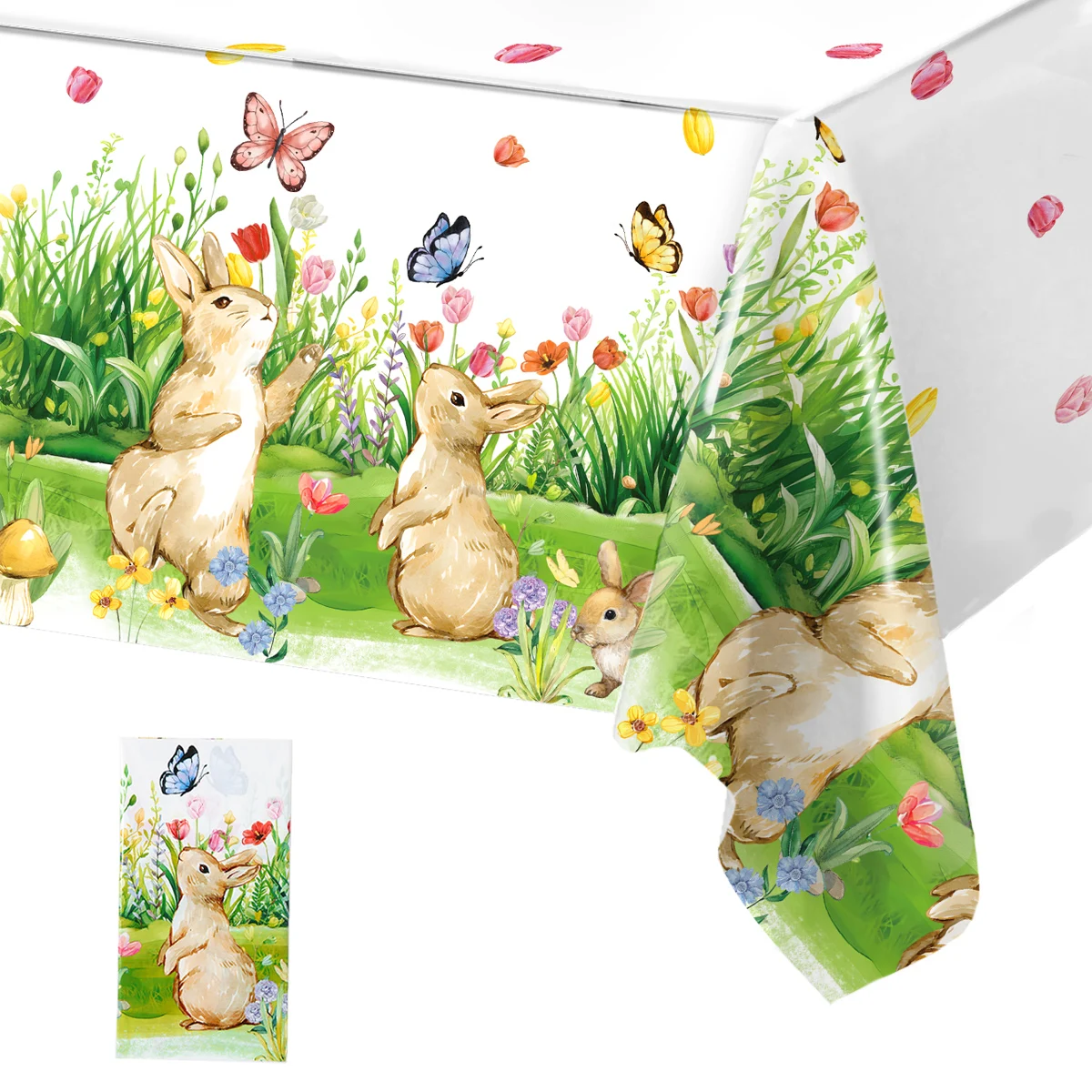 Mantel de conejito de Pascua, decoración feliz de Pascua para el hogar, 2024, huevos de conejo de Pascua, suministros de decoración para fiestas temáticas de primavera