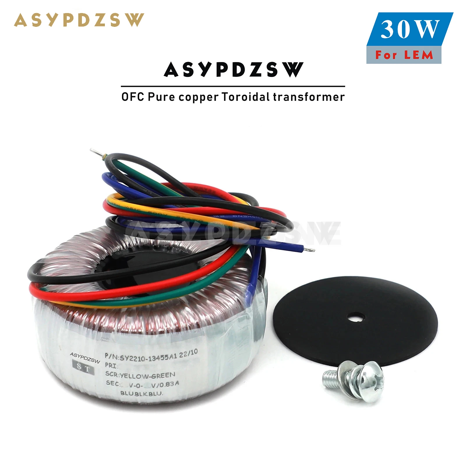 

ASYPDZSW LEM OFC тороидальный трансформатор из чистой меди 30W AC 15V--0--15V для усилителя наушников Lehmann