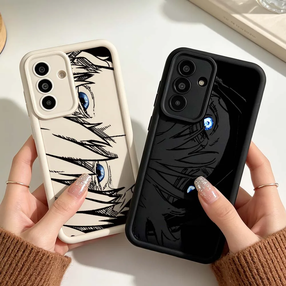 Luxury Gojo Jujutsu Kaisen Art Phone Case For Samsung A25 A26 A33 A57 A35 A36 A37 A51 A52 A53 A54 A55 A57 A72 A73 5G Eye Ladder