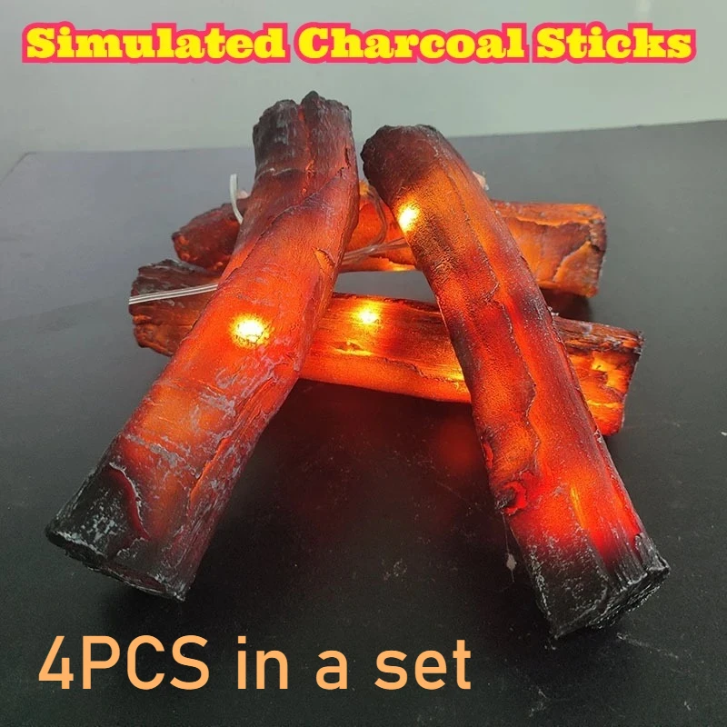 

Clear Resin Imitation Charcoal Logs Artificial Firewood Stack Fireplace Decor Accessories Fake Charcoal Decorative Firewood Home