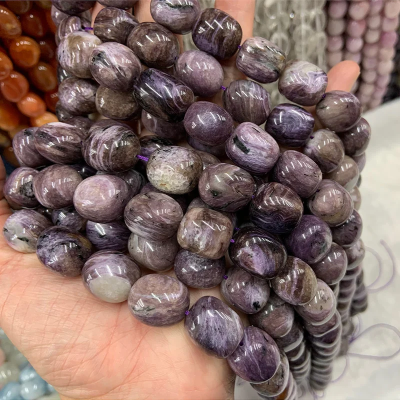 Natural Charoite Morgan Aquamarine Stone Beads 15\'\' Freeform Potato DIY Loose Beads For Jewelry Making Beads Bracelet Necklace