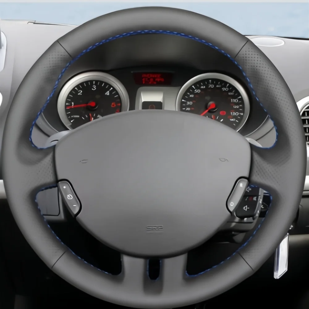 

Black Car Steering Wheel Cover Genuine Leather Breathable For Renault Clio 3 2005-2013 Clio 3 RS 2005-2013 Auto Accessories