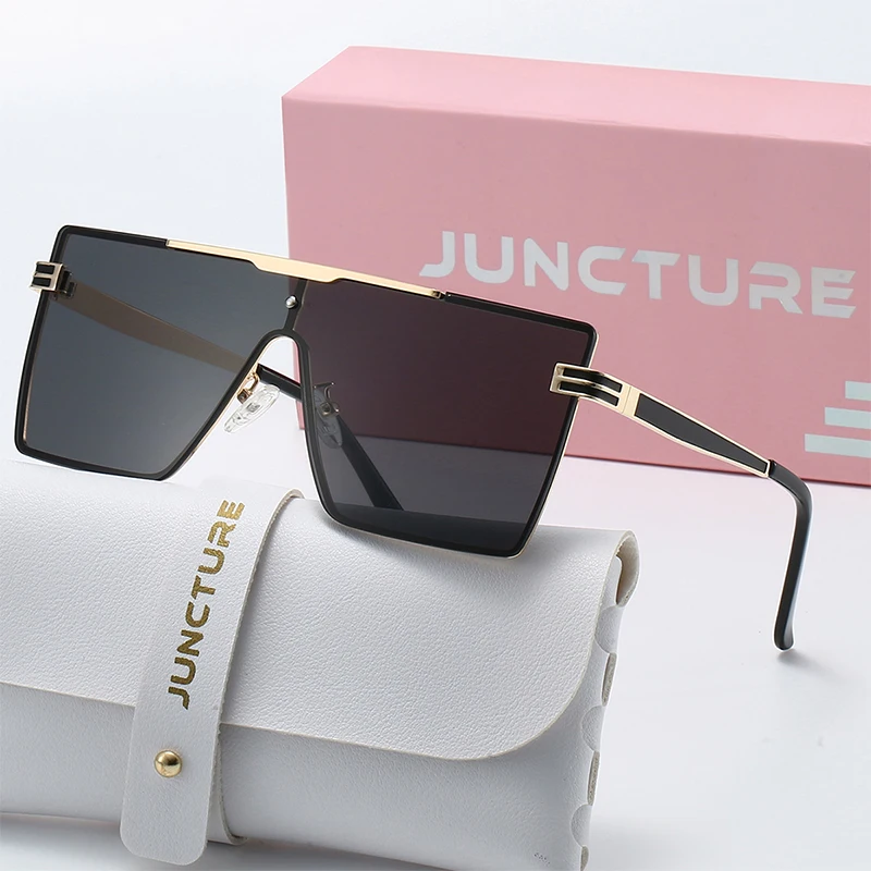 Okulary przeciwsłoneczne damskie JUNCTURE Fashion, metalowa duża oprawka, gradientowe szkła, okulary damskie na imprezę, prezent na wakacje, okulary przeciwsłoneczne dla kobiet