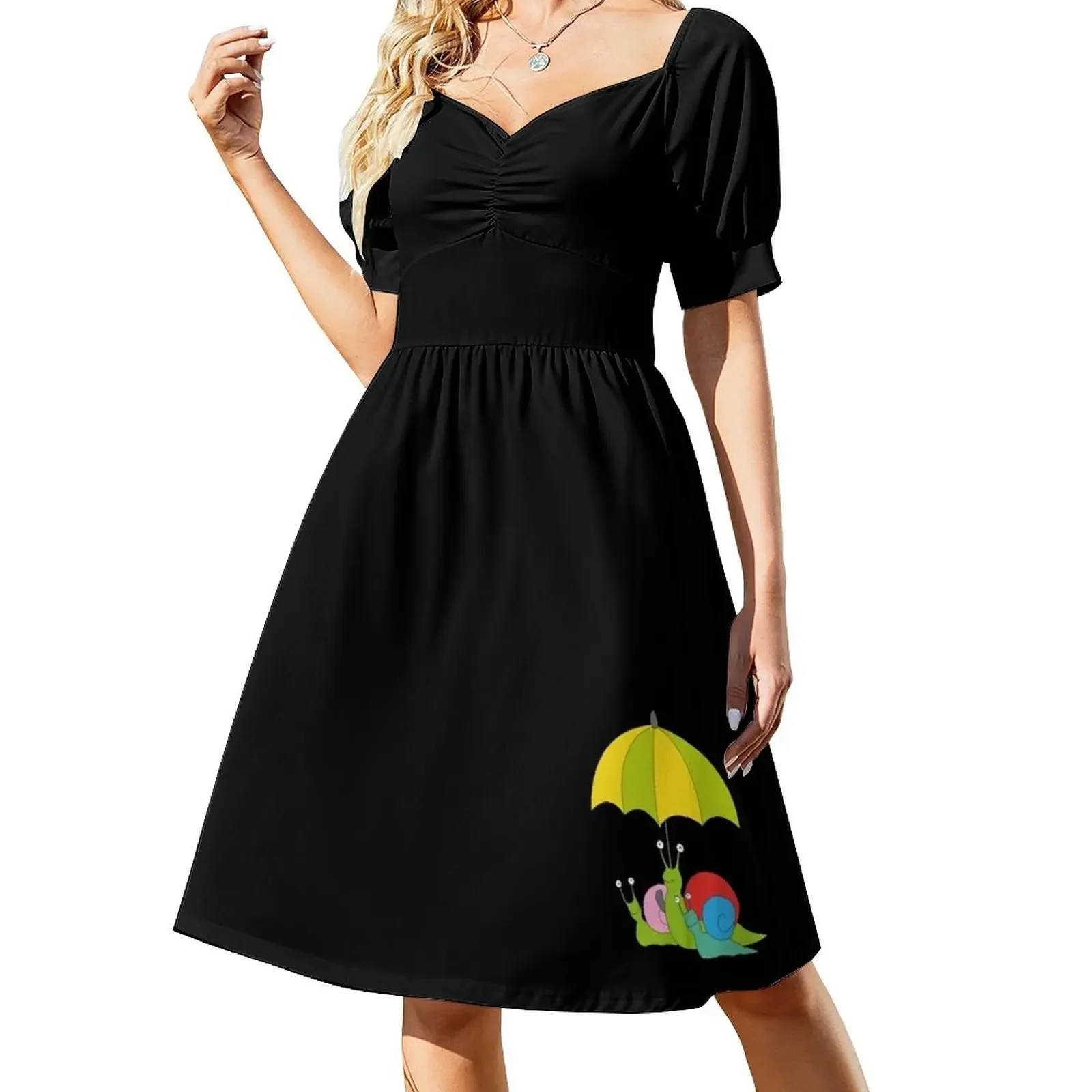 

Family of snails under umbrella Short-Sleeved Dress summer dress women 2025 fairy dress