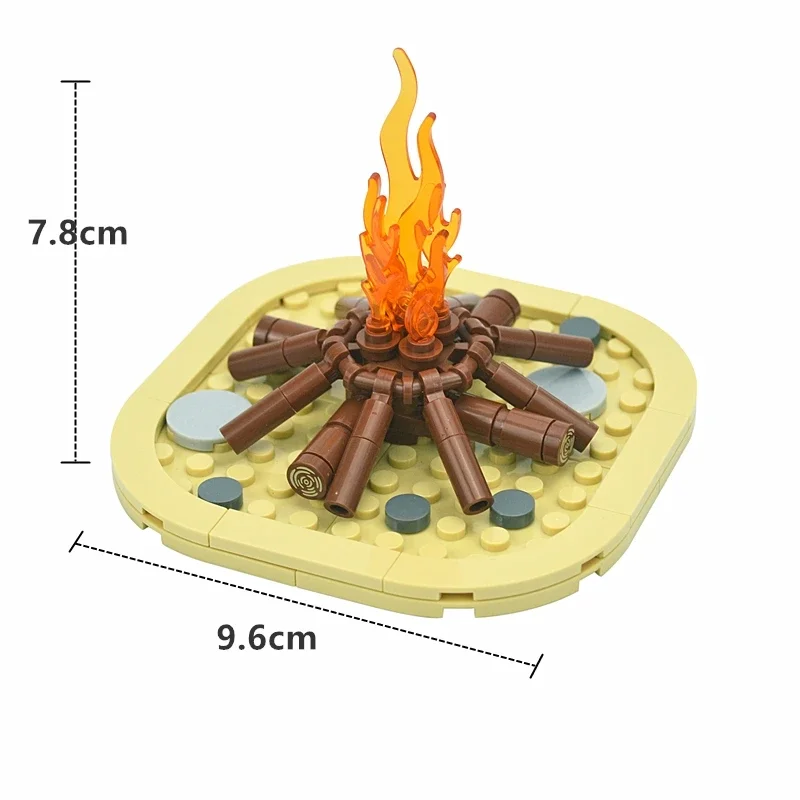 MOC-Wave Candle Holder para blocos de construção, Flame Candlestick Model, brinquedos educativos para crianças, Bonfire Bricks Accessories, 37762, 37775