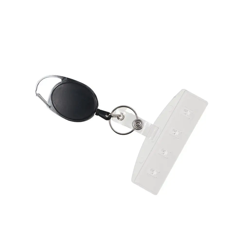 Horizontal Half Card Holder Easy Pull Buckle Transparent Retractable Badge Reel Bank Cards Card Protector Name Card Cover