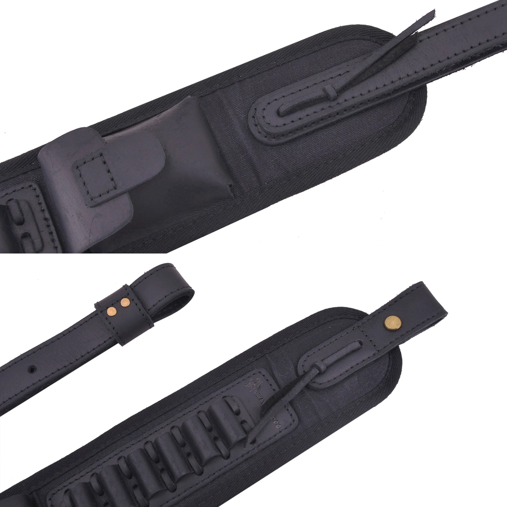 Leather Canvas Rifle Shotgun Carry Strap Ammo Sling Adjustable Gun Belt For Hunting Shooting .308 .22LR 12/16/20GA .357 30/30