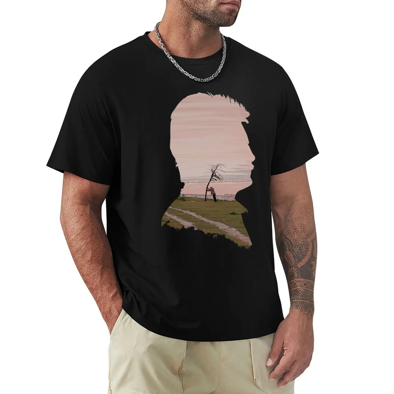 The Sacrifice silhouette (Offret) by Andrei Tarkovski Illustration T-Shirt Active Wear Sports T-Shirt for Men