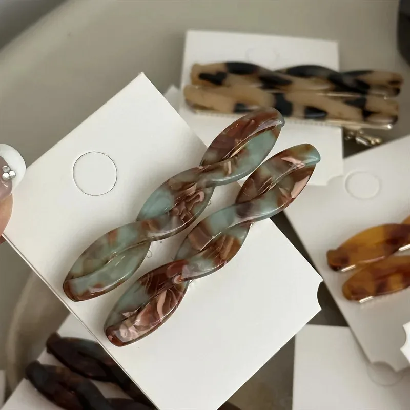 مشابك شعر نسائية عتيقة الطراز رومانسية من الأسيتات للفتيات مشابك جانبية عصرية إكسسوارات شعر غطاء رأس زينة شعر