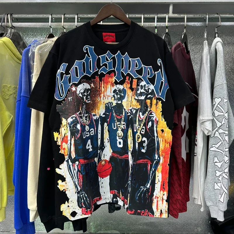 

2025 GOD SPEED Life's A Gamble Big Face Godspeed Render O-Neck Short Sleeve Cotton Round Neck 2025 Print Men Women T-shirts