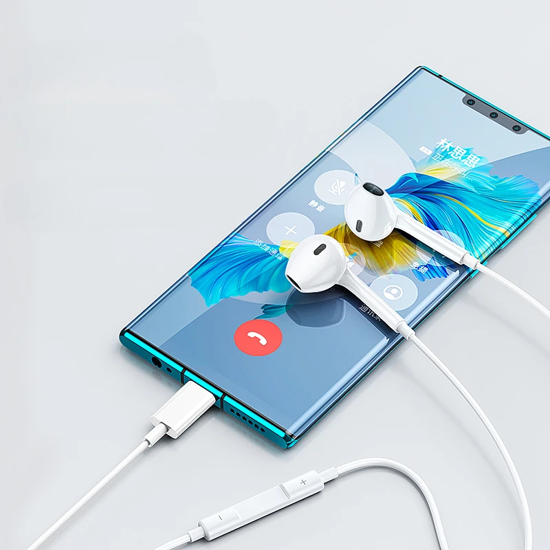 หูฟังแบบมีสาย Type C USB C สำหรับโทรศัพท์ 15ProMax/Samsung/Huawei