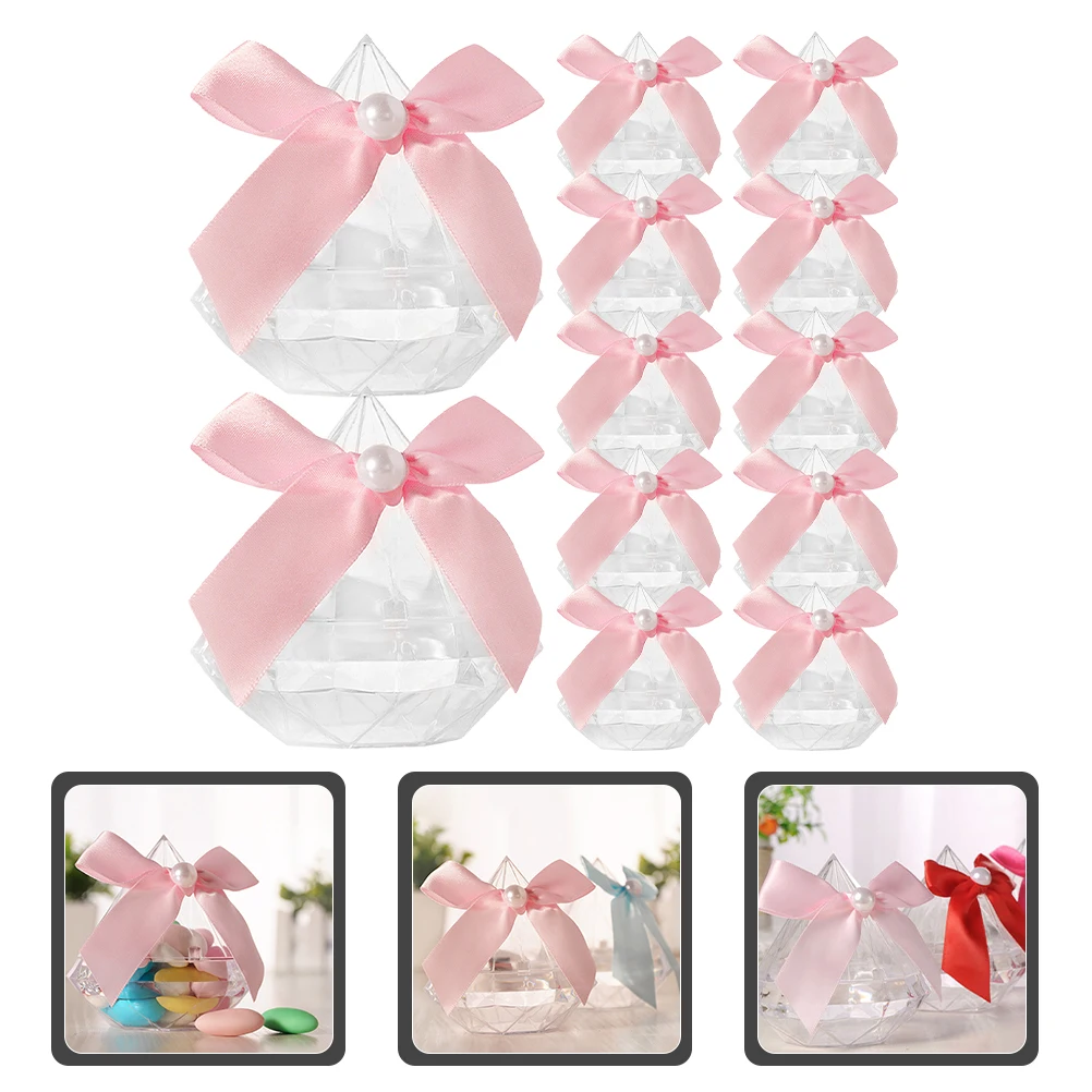 

12Pcs Diamond Shaped Plastic Candy Box Wedding Favors Container Party Sweets Packaging Treats Gift Wrapping Supplies
