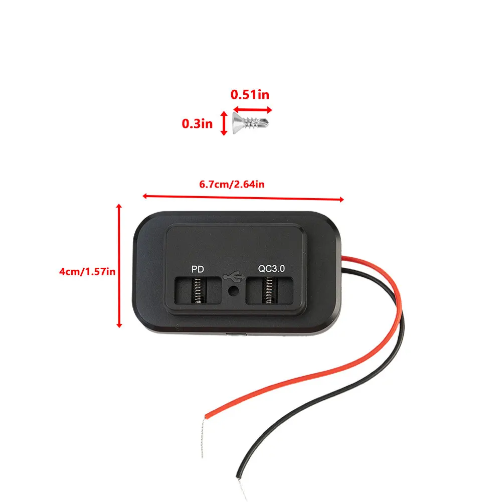 Car Charger Socket with USB C PD 30W and QC 3.0 Support for 12V 24V Vehicles RV Boats Motorcycles and Off Highway Vehicles
