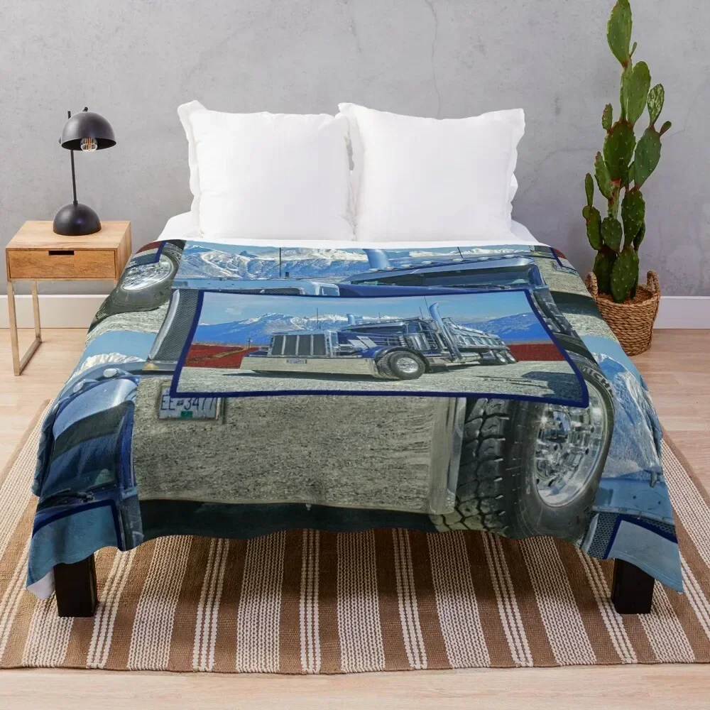 

Peterbilt Dumptruck Throw Blanket Travel Size Cozy Blanket for Plane Train