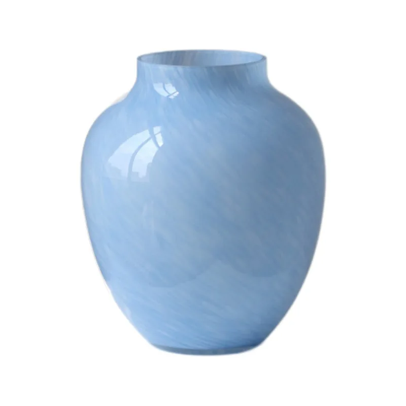 Premium blue few good-looking glass vase ornament French medieval living room desktop flower arrangement decoration