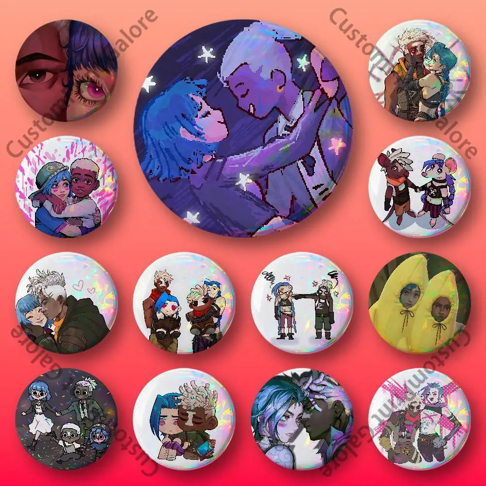 

E-Ekko P-Powder Timebomb Badges 58 44 32 75 25 mm Enamel Pin Tinplate Round Brooch Cosplay Nijigen Otaku Culture