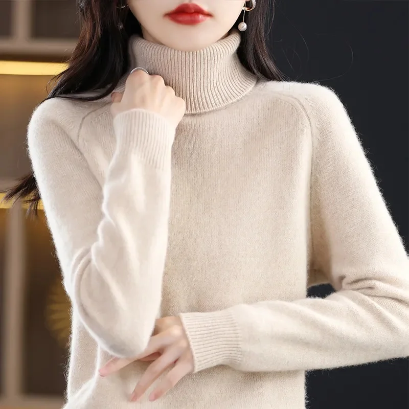 

2023 Basic Turtleneck Women Sweaters Autumn Winter Thick Warm Pullover Slim Tops Ribbed Knitted Sweater Jumper Soft Pull Female