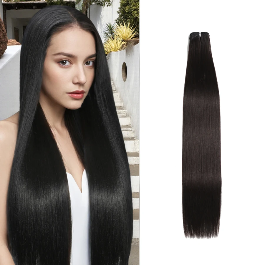

26-дюймовые супердлинные прямые синтетические волосы для наращивания, гладкие, с эффектом омбре, плотные от корней до кончиков, для женщин