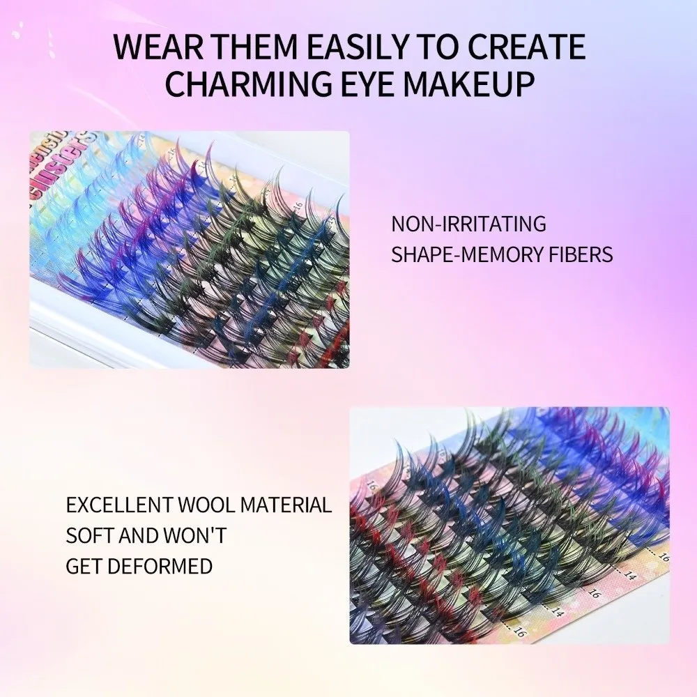Makeup Tool Colorful Gradient False Eyelashes Glitter DIY Individual Grafting Eyelashes Cluster Lashes Beauty