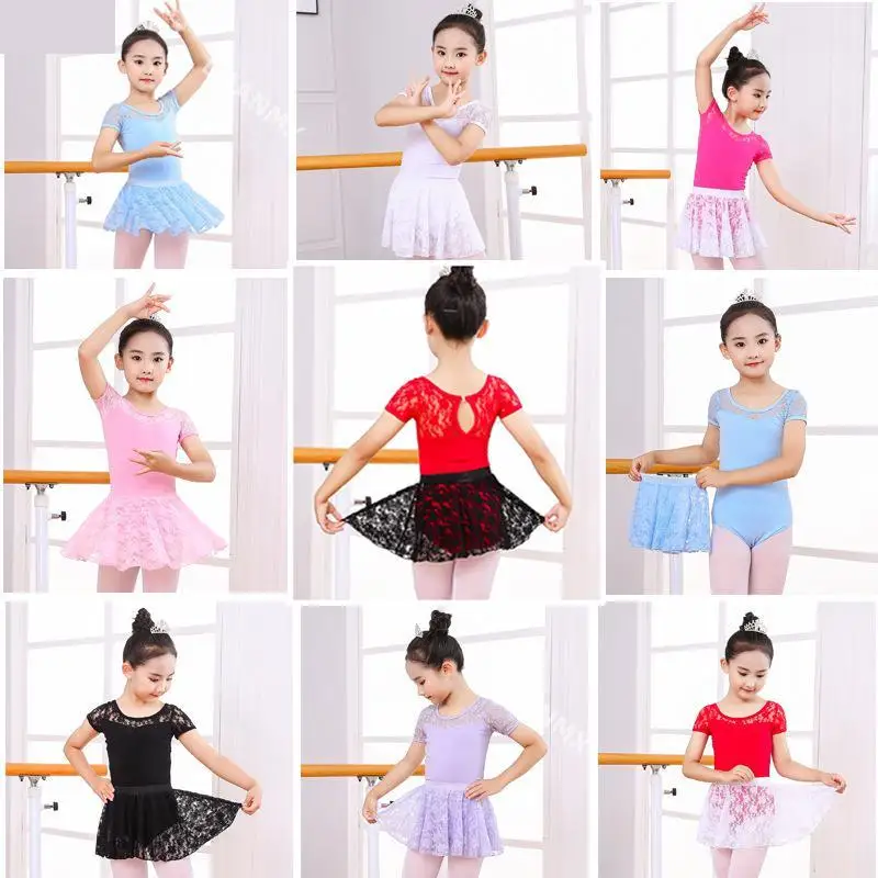 5 Colors for Kids Cotton Ballerina Ballet Dress Leotards Gymnastics Laced Skirt Tutu for Girls Ballet Dance Dresses Turnpakje