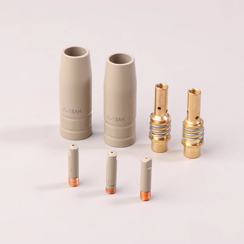 0.8/1.0/1.2mm MIG Torch Gas Nozzle Tip Holder Protection Parts 15AK Welding Torch New Coating Protection Nozzle 9Pcs