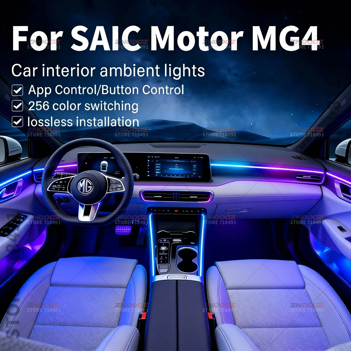 22in1 RGB Car Interior Acrylic Car Ambient Lights Hidden Acrylic Strip Decoration Atmosphere Accessories For SAIC Motor MG4
