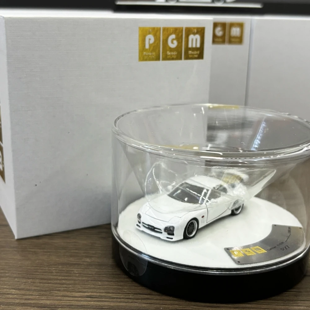 PGM 1:64 RX7 white alloy full-open simulation car model collection gift