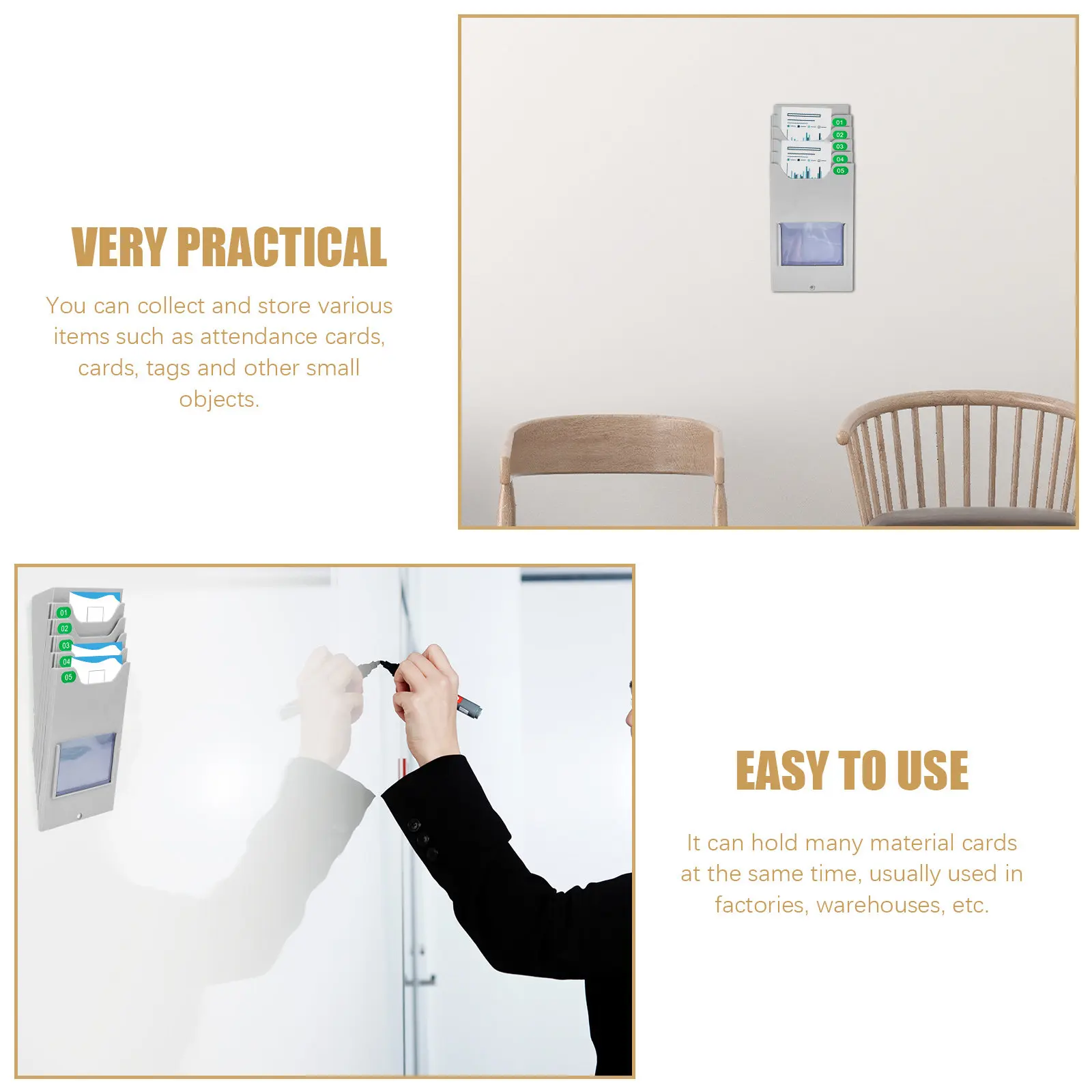 Material Card Rack Superior Plastic Time Card Holder Warehouse Label Organizer Multi Pocket Badge Storage Material Shelf