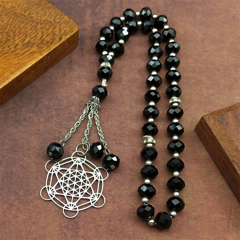 Colgante de coche espiritual de Chakra de flor de la vida para mujeres y hombres, acero inoxidable, geometría sagrada, cubo de Metatrón, regalo de joyería Salomon