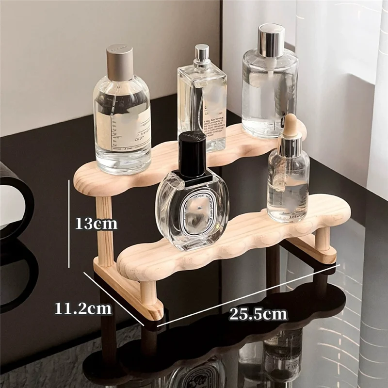 Abzv-prateleira de madeira para rack de armazenamento para prateleira de exibição de perfume suporte riser para organizador de perfume figura vitrine