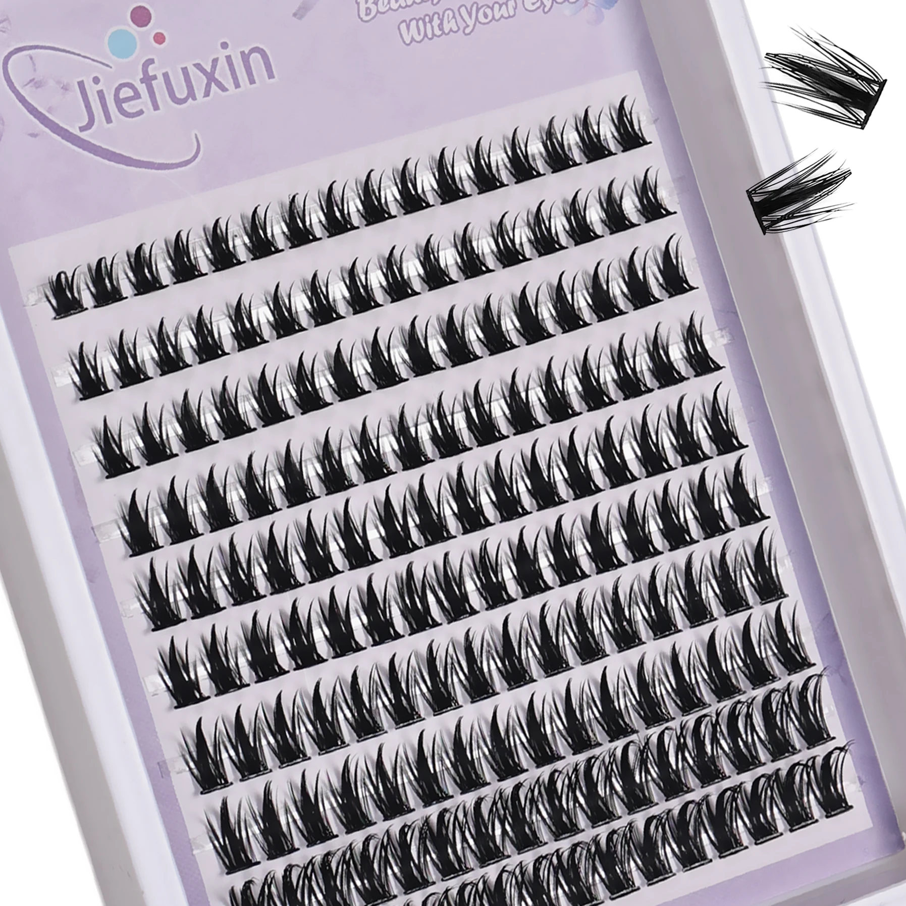 160 Uds pestañas postizas con forma de oreja de trigo tallo fino, extensión de pestañas DIY, grupos segmentados gruesos injerto herramienta de maquillaje de pestañas DIY