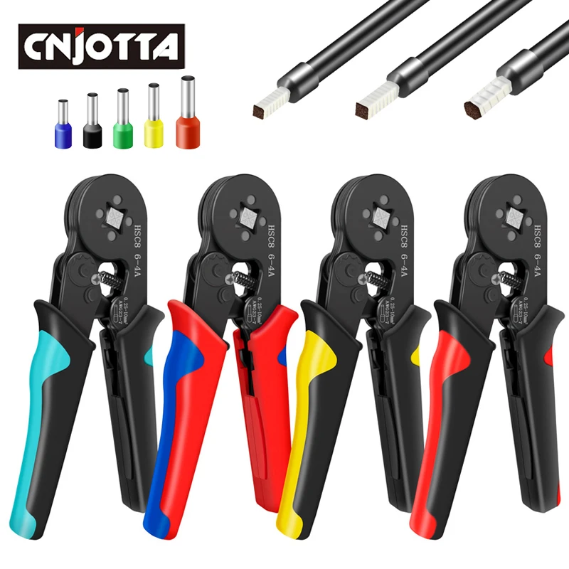 Hand Tools Mini Electrical Terminal Crimping Pliers HSC8 6-4A 6-6A 0.25-10mm² AWG23-7 With Boxed Terminals