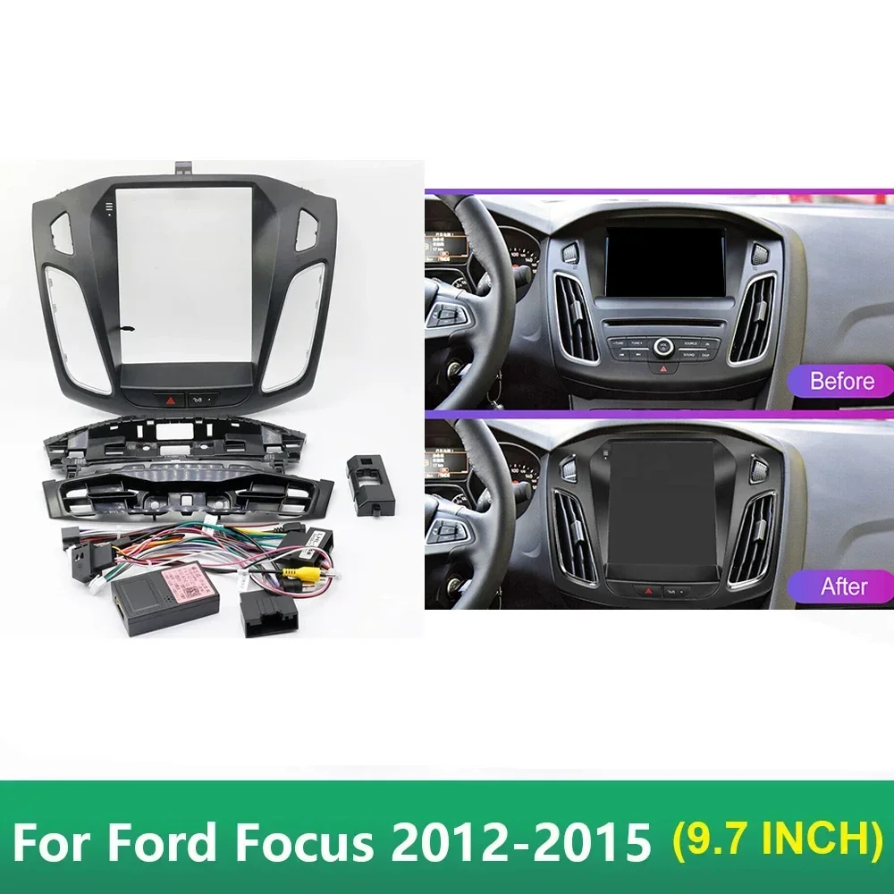 

For 2012-2015 FORD FOCUS (9.7INCH VERTICAL SCREEN) Car Radio Fascias Android Stereo Frame Player 2 Din Head Unit Tesla Style