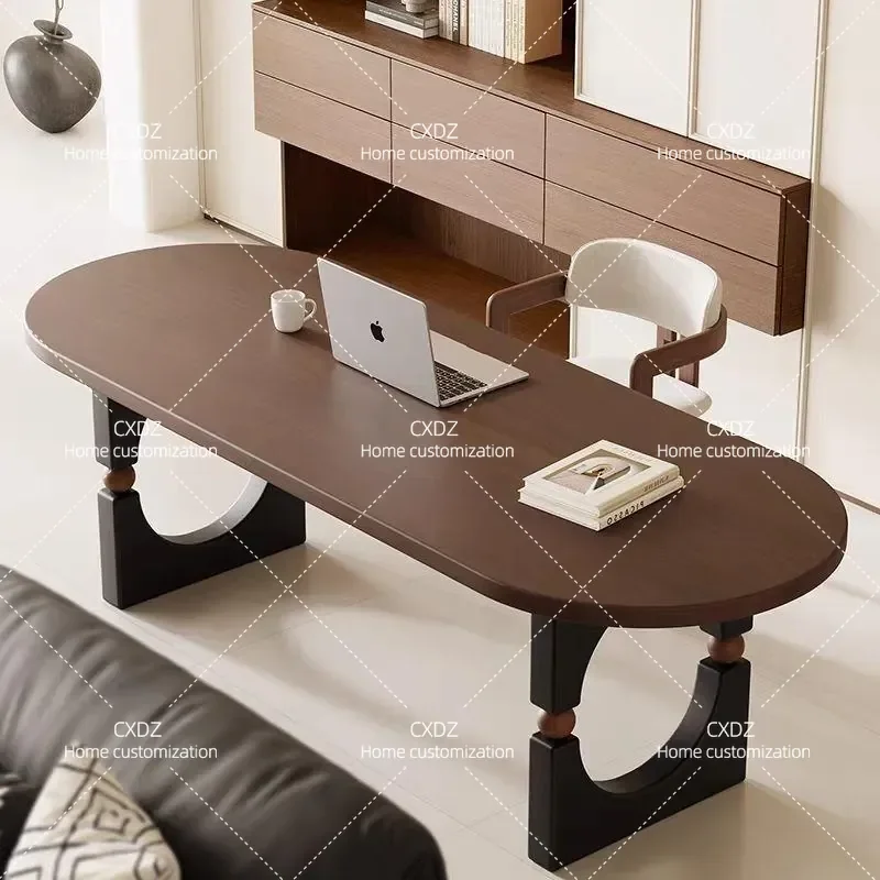Medieval Style Simple Solid Wood Desk Wabi Sabi Living Room Table Light Luxury High End Dining Table Sofa Back Console